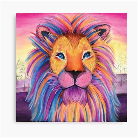 "Colorful Painted Lion" Canvas Print for Sale by kristenriello | Redbubble