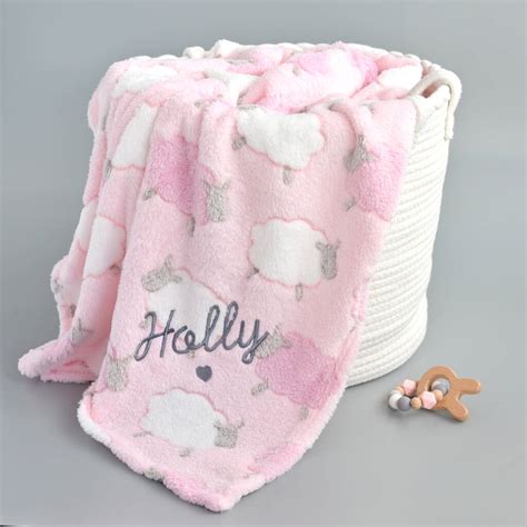 Personalised Baby Sheep Pink Blanket By KEEDD