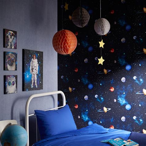 BOYS TEENAGER STUDENT BEDROOM WALLPAPER WALL DECOR SPACE CAMO FOOTBALL ...