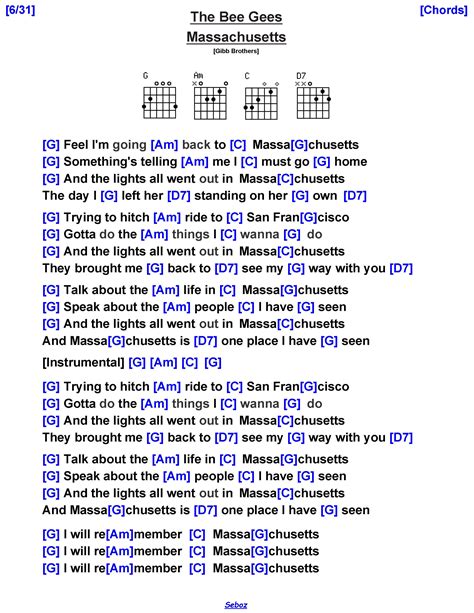 The Bee Gees - Massachusetts | Lyrics and chords, Song lyrics and ...