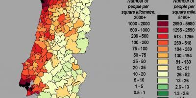 Portugal population map - Population map of Portugal (Southern Europe ...