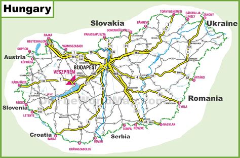 Hungary road map - Ontheworldmap.com