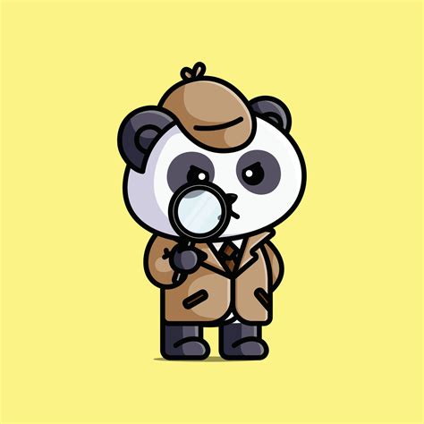 panda détective mignon avec une loupe illustration de dessin animé ...