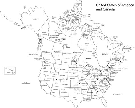 Mapa de Estados Unidos y Canadá - Mapa de Estados Unidos