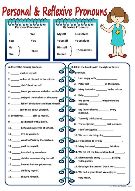 PERSONAL & REFLEXIVE PRONOUNS: English ESL worksheets pdf & doc