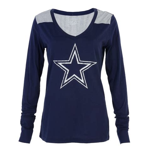 Dallas Cowboys Women's Navy Rockwell Long Sleeve V-Neck T-Shirt