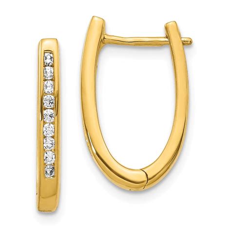 Buy 14k Yellow Gold .243ct Diamond Horseshoe Hoop Earrings - 18 mm | APMEX