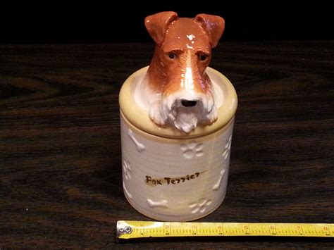 FOX TERRIER Porcelain Dog Treat Cookie Jar Ceramic Figurine Quality DNC ...
