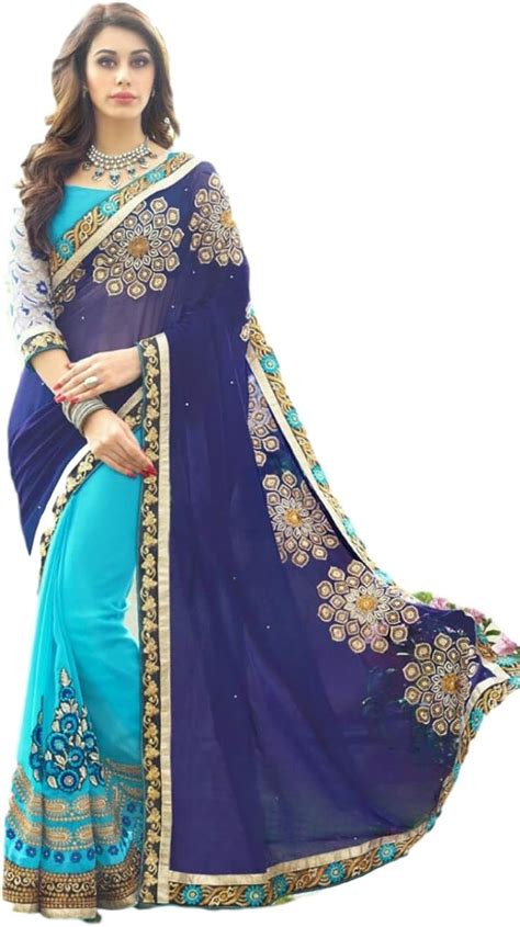 Saree Sari Designer Indian Dress Bollywood Ethnic Party Traditional (Free Size, Blue): Amazon.ca ...