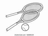 Coloring Page Tennis Rackets Ball เวกเตอร์สต็อก ปลอดค่าลิขสิทธิ์  sketch template