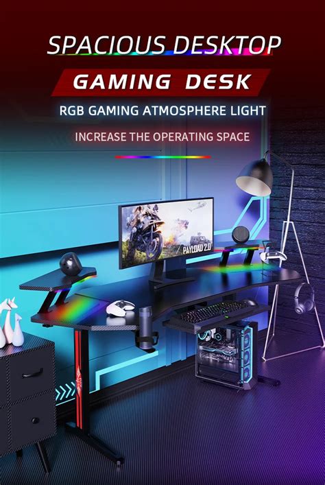 180cm Large Desktop Rgb Gaming Desk Corner E-sports Computer Gaming ...