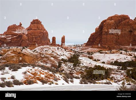 Moab, Utah - Arches National Park in winter Stock Photo - Alamy