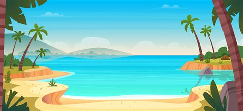 Cartoon Summer Wild Paradise Beach Paradise Nature Vacation Ocean Or Sea Seashore Seaside ...