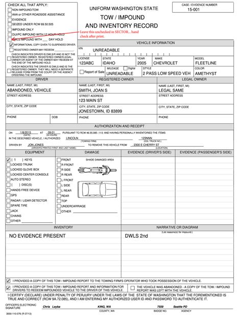 Police vehicle inventory form: Fill out & sign online | DocHub