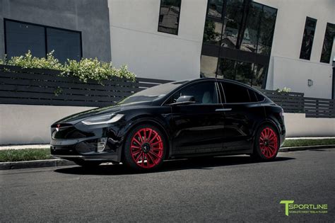 Black Tesla Model X with Imperial Red 22 inch MX114 Forged Wheels by T ...