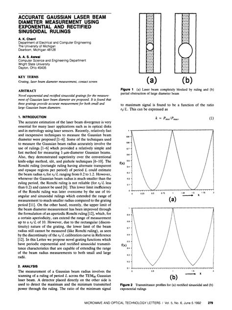 (PDF) Accurate Gaussian laser beam diameter measurement using exponential and rectified ...