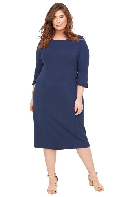 Catherines - Catherines Women's Plus Size Timberline Terrace Shift Dress - 1X, Mariner Navy Blue ...