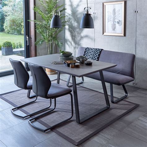 Cosmo 160cm Extending Dining Table, 2 Chairs & Bench | Dining table, Gray dining chairs, Dining ...