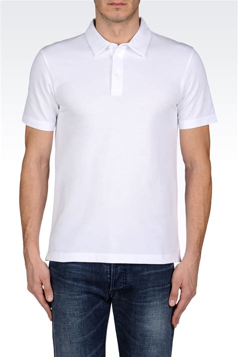 Emporio Armani Polo Shirt in Cotton Piquet with Logo On Back in White for Men - Lyst