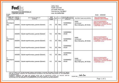 Fedex Commercial Invoice FedEx Invoice Spreadsheet Templates for ...