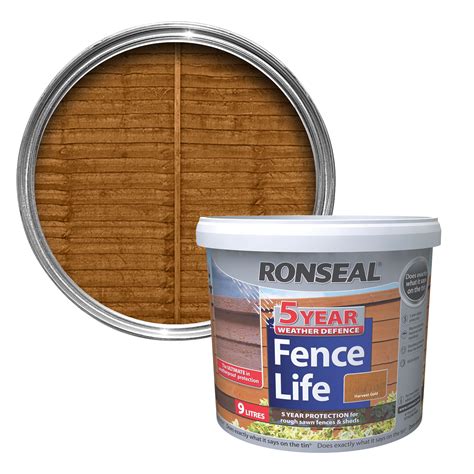 Ronseal 5 Year Fence Life Harvest Gold Matt Shed & Fence Stain 9L | Departments | TradePoint