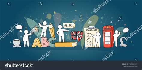 Sketch English Class Studing Little People Stock Vector (Royalty Free ...