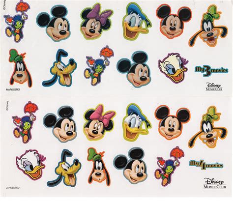 2 Sheets Walt Disney Studios Disney Movie Club Stickers 3 & 4 Stickers ...