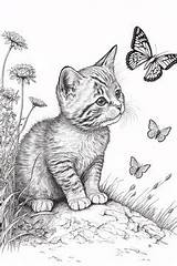 Realistic Coloring Pages Of Cats sketch template