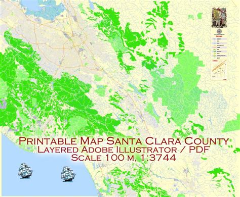 Santa Clara County California US: PDF and Adobe Illustrator Editable ...