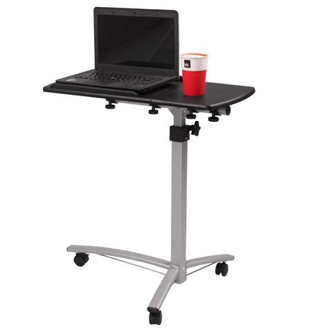 Portable Height Adjustable Computer Mobile Rolling Desk Laptop Table ...