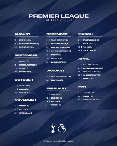 Our Premier League fixtures for the... - Tottenham Hotspur