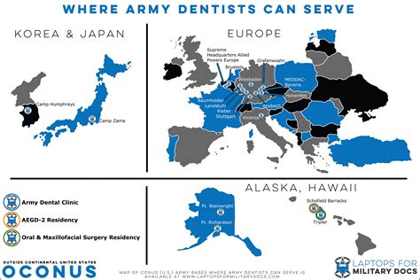 Map of Army Bases Where Dentists Can Serve