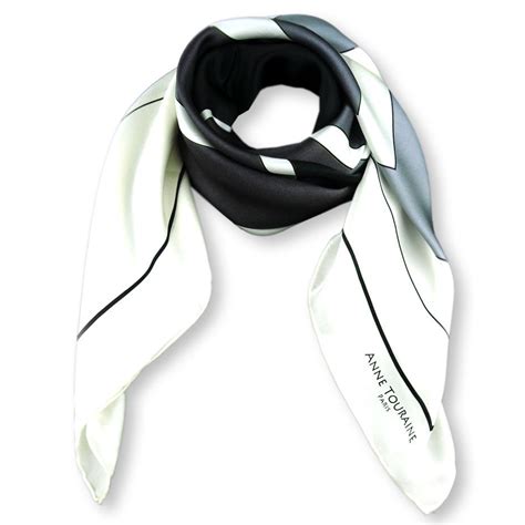 Extra large silk scarf black and white - 47x47" | ANNE TOURAINE Paris™