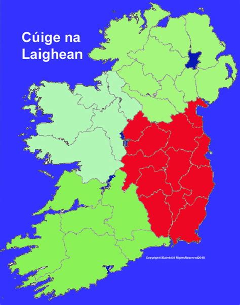 Map of Leinster province in Ireland