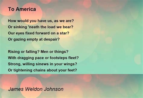 To America Poem by James Weldon Johnson - Poem Hunter