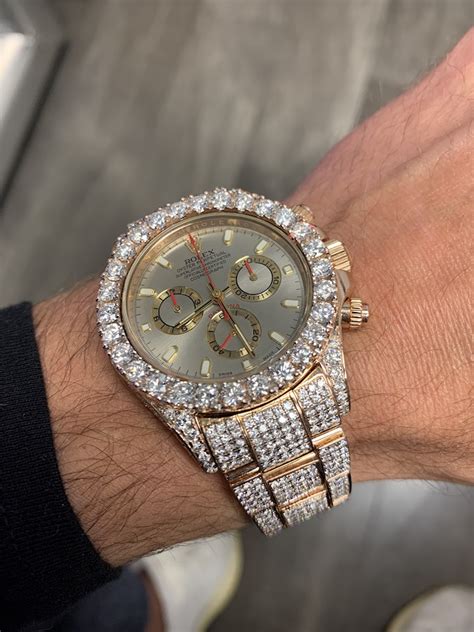 Iced Out Rose Gold Rolex Daytona with Bust Down Cuban Link Bracelet – Raymond Lee Jewelers