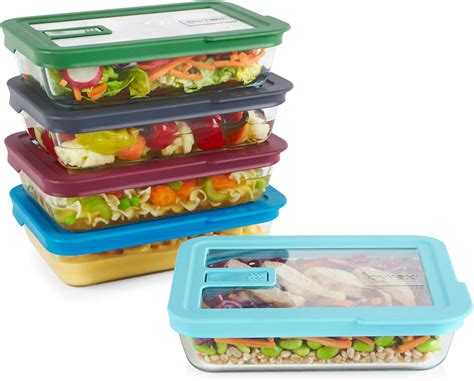 Pyrex No Leak 3 Cup Meal Prep Storage Set, 10-piece : Amazon.co.uk: Home & Kitchen