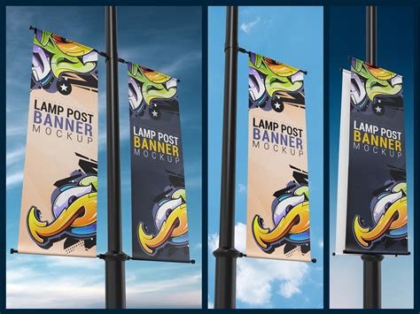 Lamp Post Banner Mockup in 3 Types by Mostafa Absalan on Dribbble