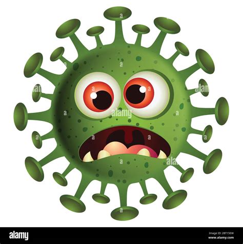 Corona Virus illustration.Green Virus cartoon on white background.Virus ...