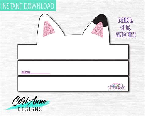 Gabby S Dollhouse Cat Ear Headband DIY Printable Party Etsy | Printable ...