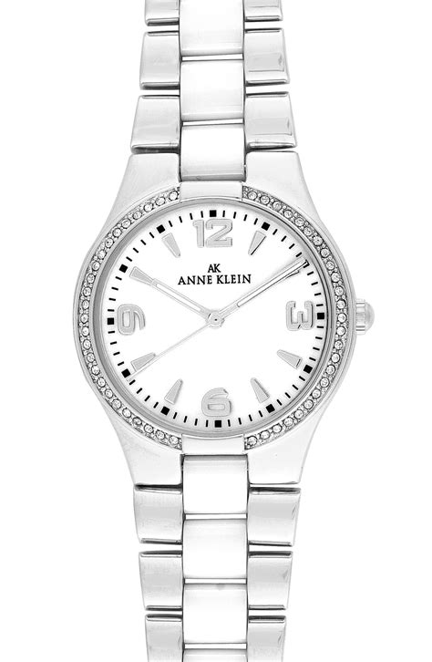 Ak Anne Klein Ceramic Bracelet Watch in White (white / silver) | Lyst