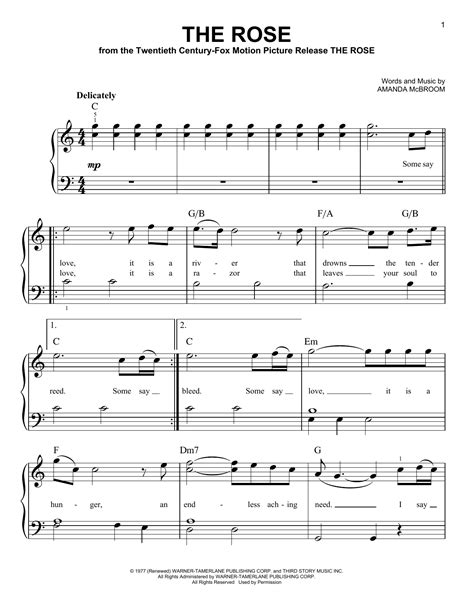 The Rose (Very Easy Piano) - Print Sheet Music Now