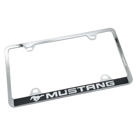 Chrome Plastic ABS License Plate Frame w/ Ford Mustang Script Logo ...