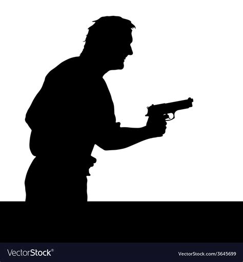 Man with gun silhouette Royalty Free Vector Image