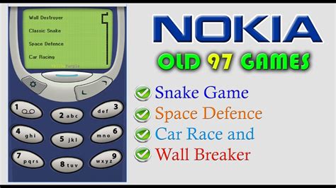 OLD NOKIA 97 GAMES such as Snake Games, Space Defence, Car Race and Wall Breaker - YouTube