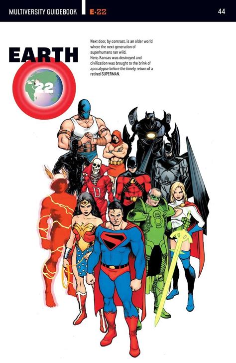 the cover to earth 52, featuring many superheros and their names on it ...