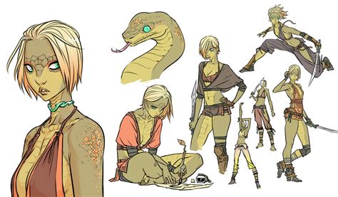 mooncalfe: “New drawings of my yuan-ti monk/rogue character Kexilath!!! ” Dungeons And Dragons ...