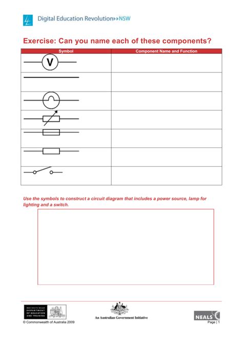 Circuit Diagram Worksheet - Drawing Circuit Symbols Worksheet Secondary Science Ks3 / - Clipart ...