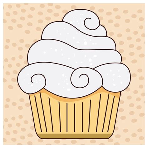 Premium Vector | A drawing of a cupcake with white icing