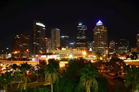 Tampa Florida Skyline At Night Photograph by Lisa Wooten - Pixels